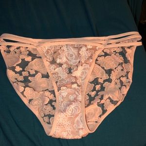 Peach see through floral panties